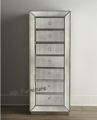 Antique Tall Mirrored Chest Of Drawers Excellent Hand Made Technique