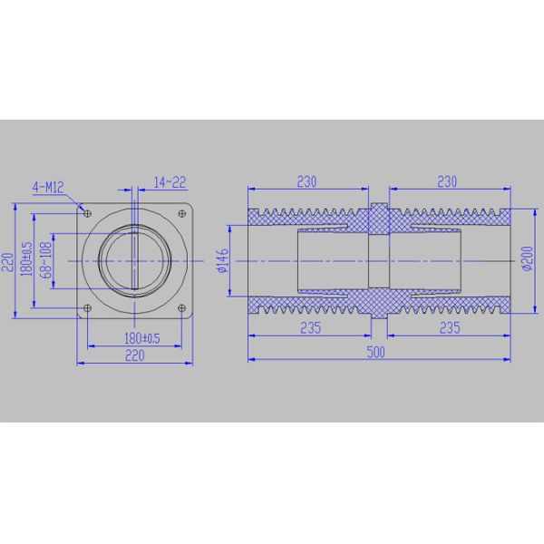 High Voltage Switchgear Accessories 40.5KV HV Bushing 200*500 For 36kv Air Insulated Switchgear