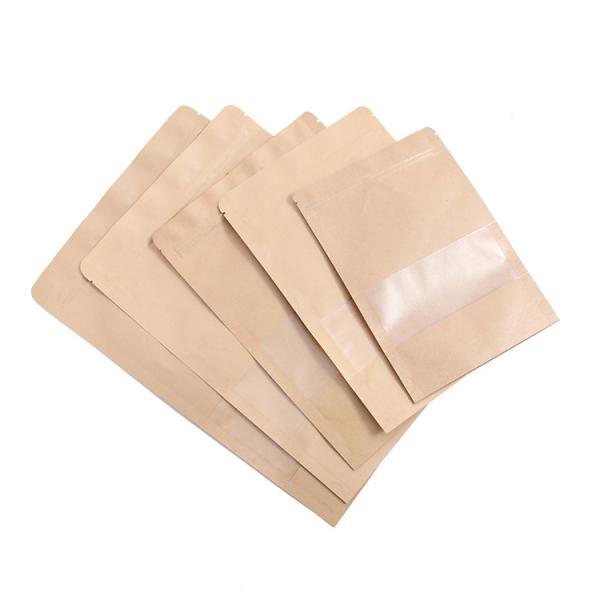 Standing dried fruit food fruit nut tea zipper window sealed bag kraft paper pouch packaging bag