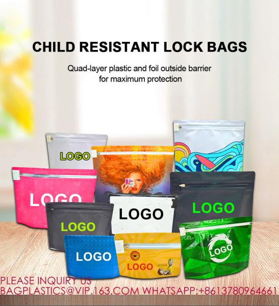 Bio Child Resistant Pouch Child Proof Packet Plastic Matte Stand Up Zip Foil Flat Bags