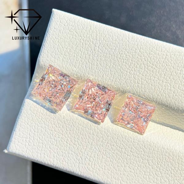 LuxuryShine 1-10CT Princess﻿ Shape Fancy pink Lab Grown Diamond VVS-VS Loose Diamonds Customized jewelry with IGI Certificate