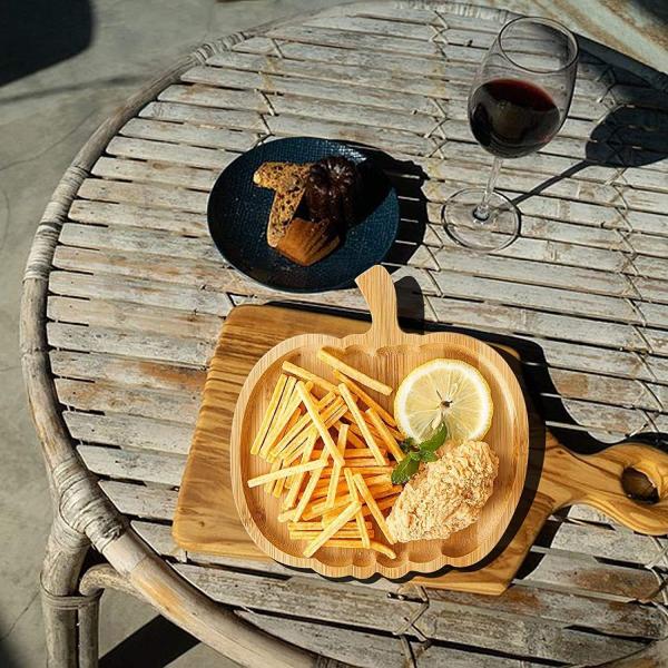 Halloween Pumpkin Bamboo Serving Platter Wooden Appetizers Board Sustainable