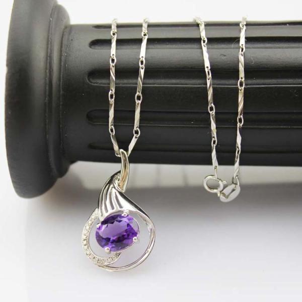 Women Jewelry 8mm x10mm Garnet Cubic Zircon Pendant Necklace (P36 )
