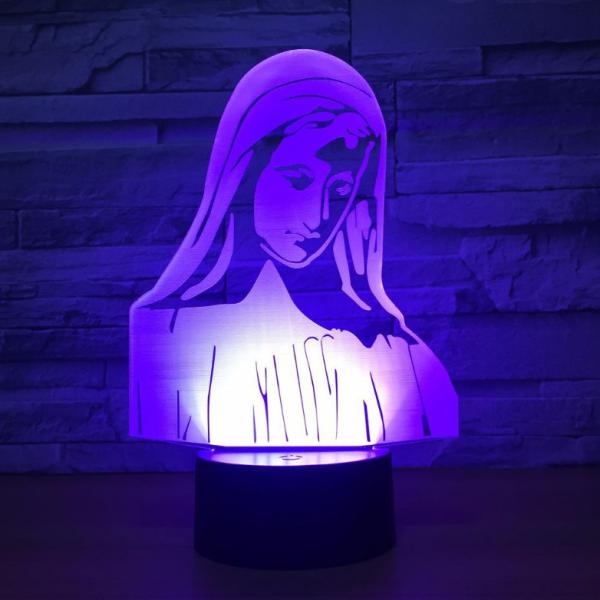 Virgin Mary 7 Colors Change 3D LED Night Light with Remote Control Ideal For Birthday Gifts And Party Decoration
