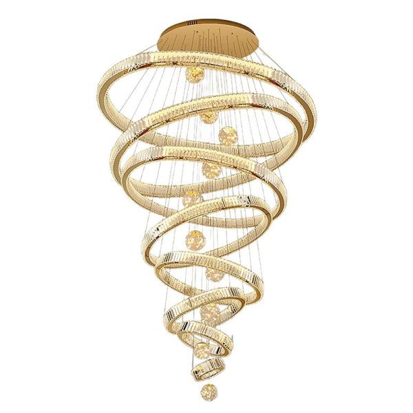 JYLIGHTING Long Luxury Pendant Lights Hotel Hall Foyer Staircase Wedding Led Gold K9 Crystal Ball Chandelier Crystal Pendant Light