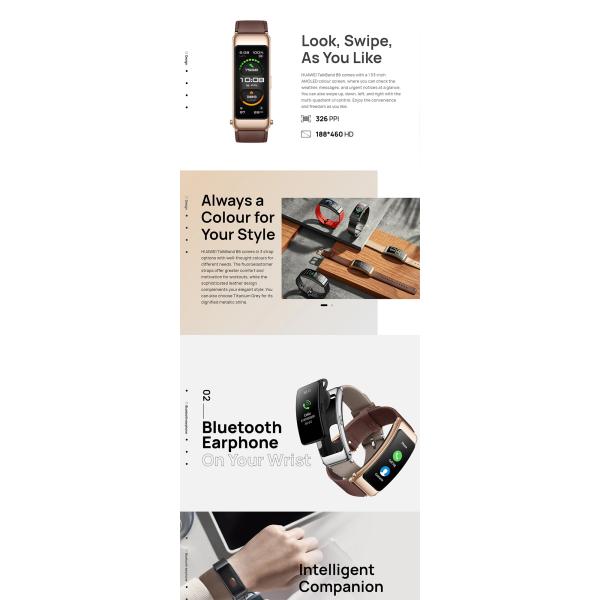 Reloj inteligente original HUAWEI B6 Headset con pantalla táctil Pulsera de pulsera deportiva Brazalete de 1,53 pulgadas Control de frecuencia cardíaca Sangre Control de oxígeno inteligente