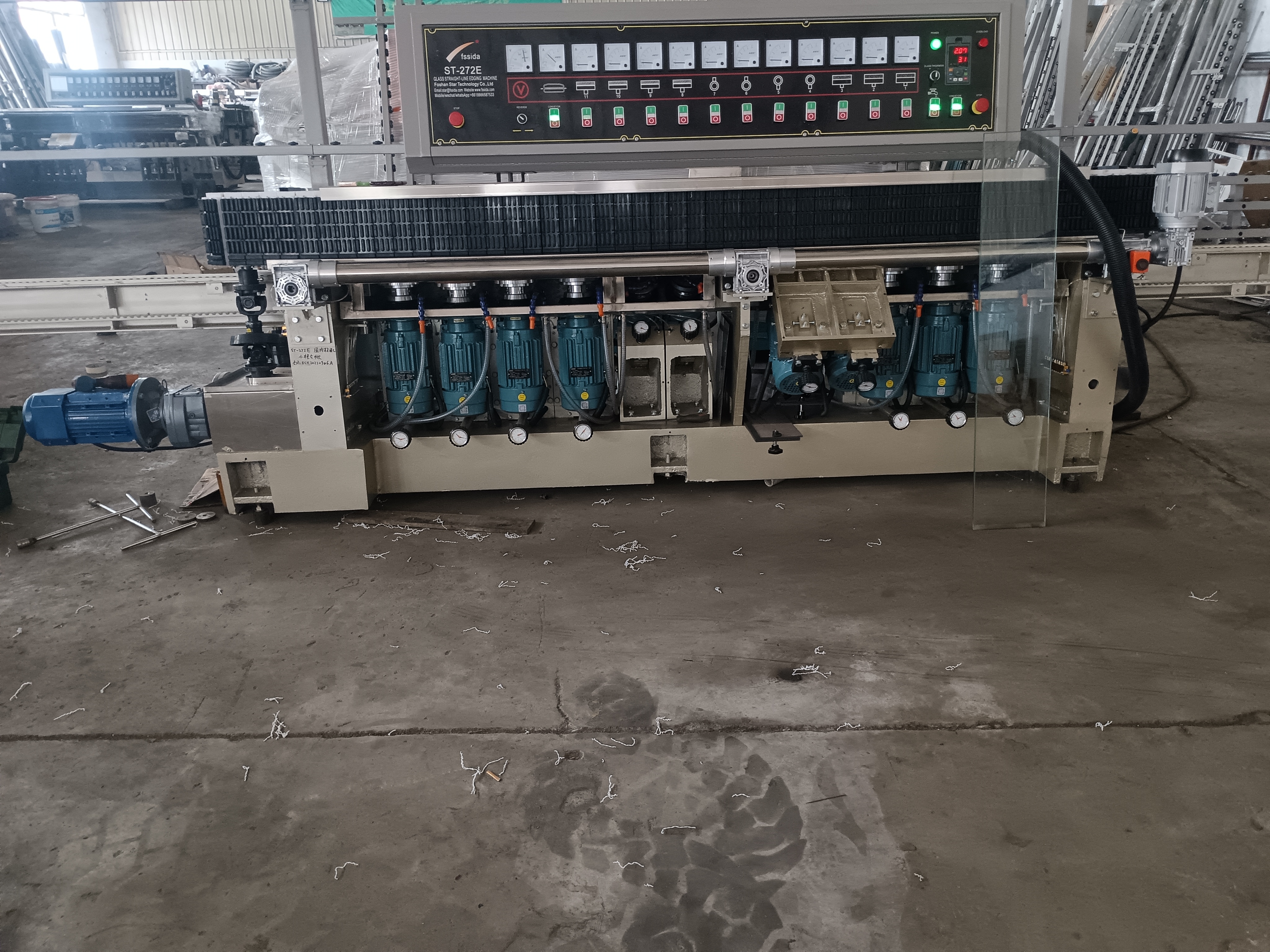ST272E Glass Straight Line Edging Machine 27KW 380V 50Hz For Precision Glass