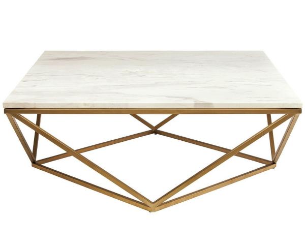 Unique Diamond shaped Stainless Steel Base Marble Top Console Coffee Tape