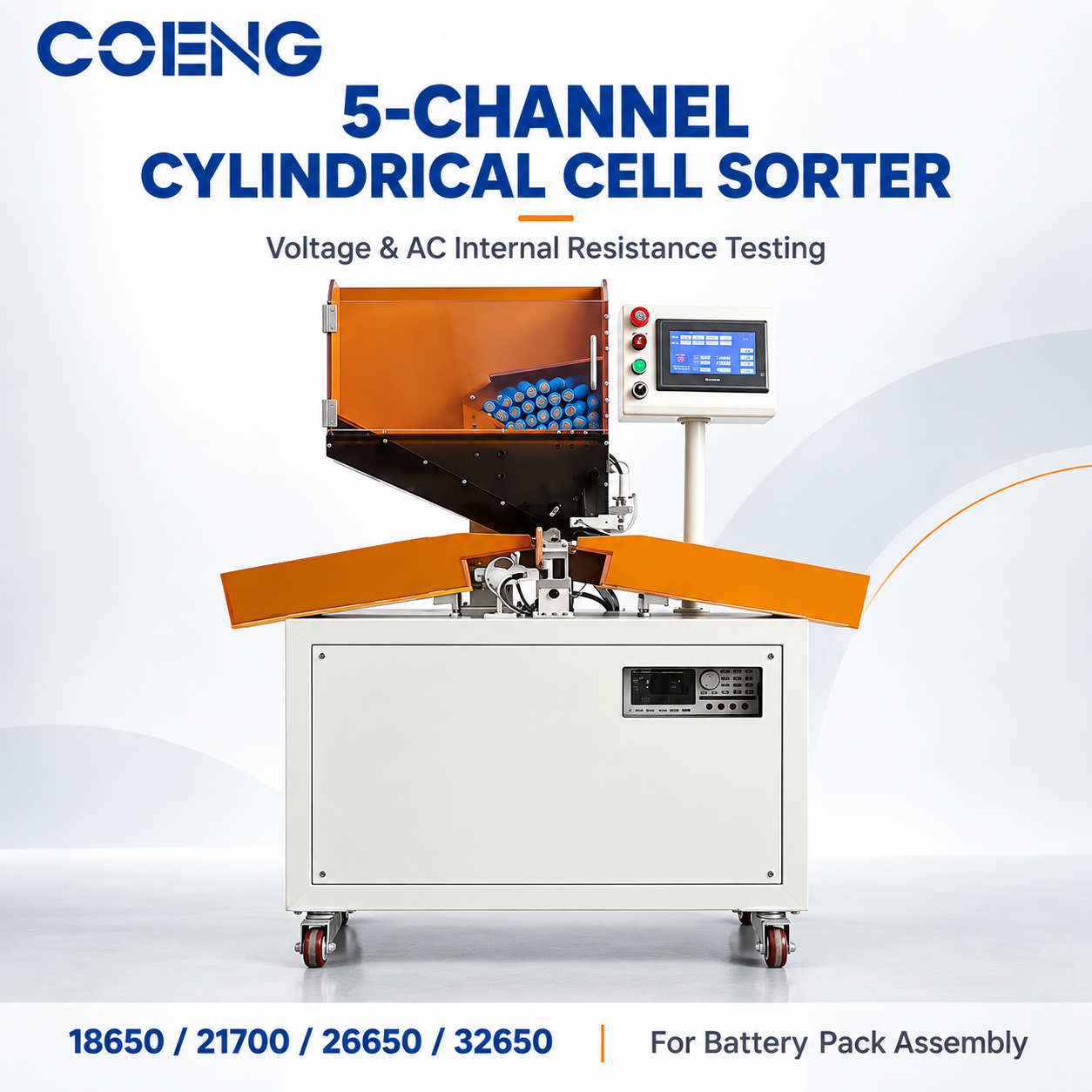 5 Channels 18650 21700 26650 32700 32650 Cylindrical Cell Sorting Machcine For Voltage And IR (Internal Resistance) Testing
