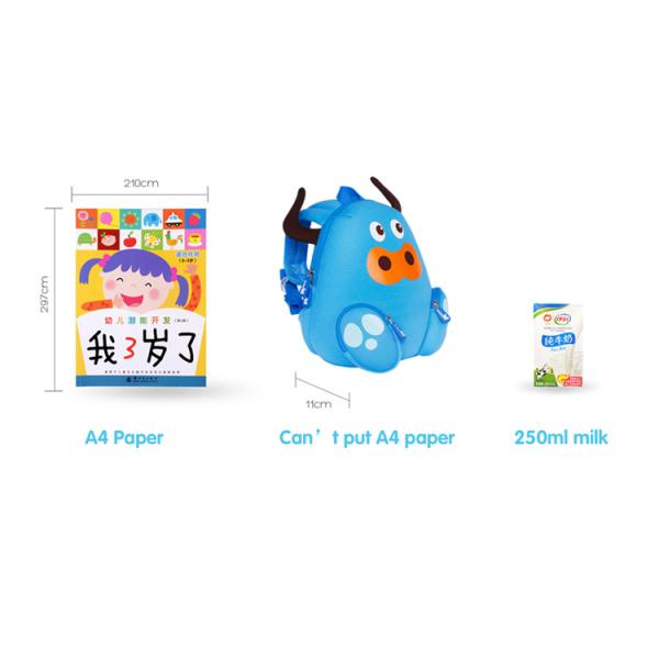 Neoprene Cute Kids Cow Backpack , Personalized Book Bags For Toddlers