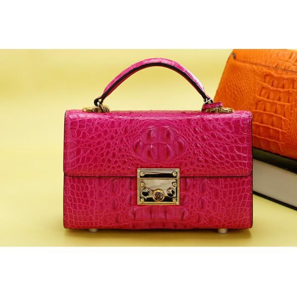 Genuine Alligator Skin Key Lock Closure Lady Small Handbag Authentic Crocodile Leather Women Flap Purse Shoulder Bag