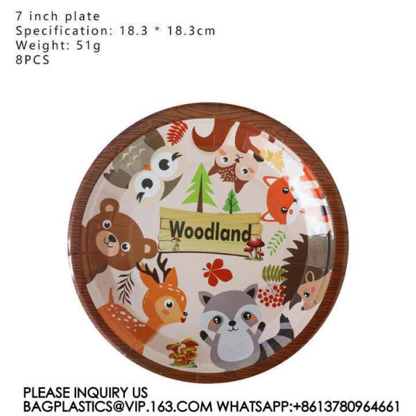ANIMALS PARTY TABLEWARE SET PAPER PLATE KIDS BIRTHDAY THEME CARTOON ANIMALS PARTY DECORATION DISPOSABLE TABLEWARE