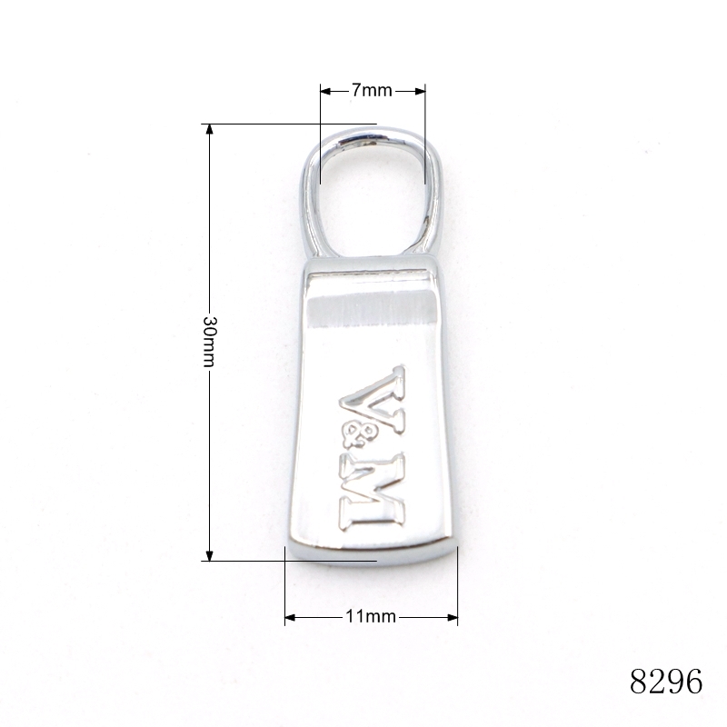Custom Metal Zipper Pull with Embossed Logo for Bags | Zinc Alloy Hardware