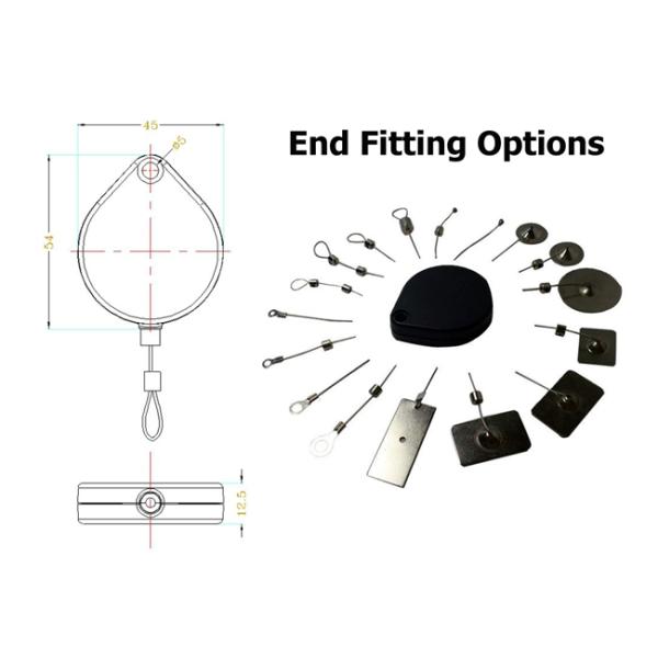 Black ABS Anti Theft Pull Box Tethers Hear Shaped For Retail Display Safe
