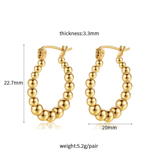18K Vacuum Gold-Plated Fashion Stainless Steel Round Earring Female Geometric Earrings