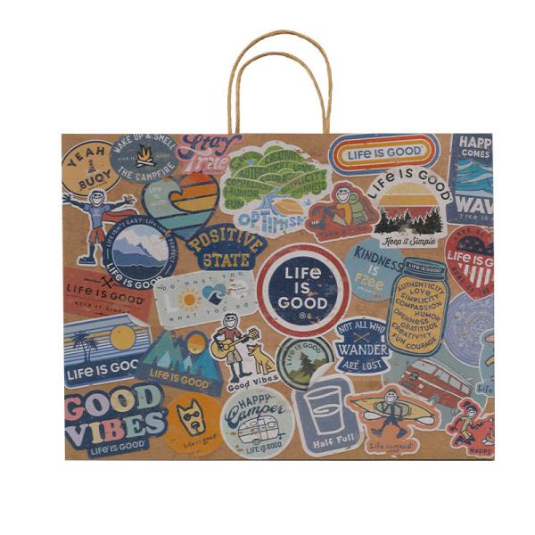 Bolsa de papel Kraft de Zhejiang impresa a medida con asas para la promoción de su propio logotipo