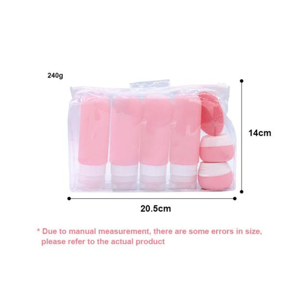 Squeezable Shampoo Cosmetic Silicone travel bottles set pack 7 pieces