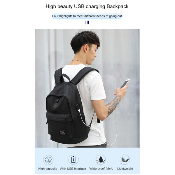Anti Theft Student School Backpack 18.5L Lightweight Laptop Rucksack