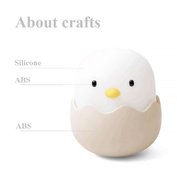 Artículos recargables del hogar del silicón de la luz de la noche de la cáscara de huevo