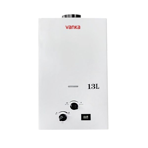13L Flue Gas Water Heater Elegant Black Display with Control Knob Modern Design for Home Use Efficient and Reliable