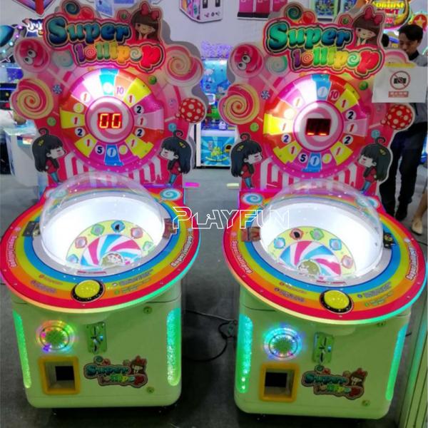 Playfun Cheap Looly Pop Coin Operated Claw Lollipops Candy Gift Machine Arcade Game for Indoor Game Center