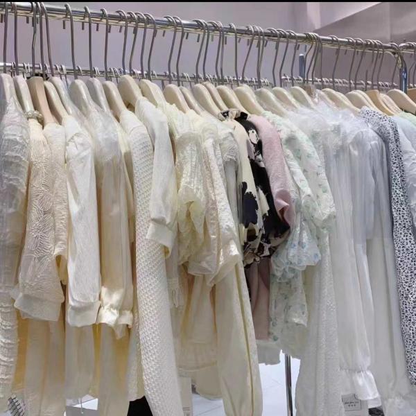 Cotton Polyester Nylon Women Used Fashion Clothing Solid Striped Polka Dot