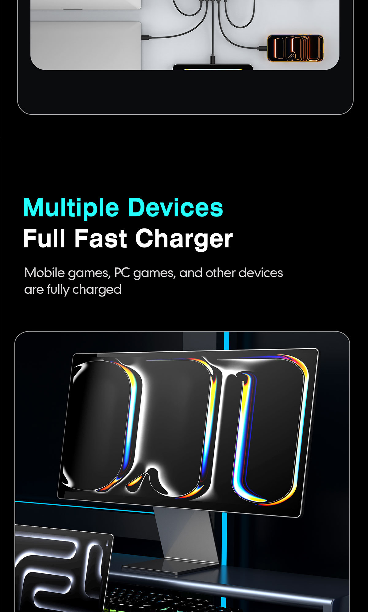 100W GaN Fast Charging Station 5 Port Desktop USB C Charger 4 Type C and 1 USBA Fast Charging Hub