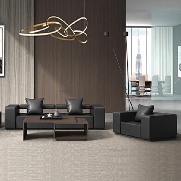 Салон софы офисной мебели 3 мест установленный черный кожаный модульный