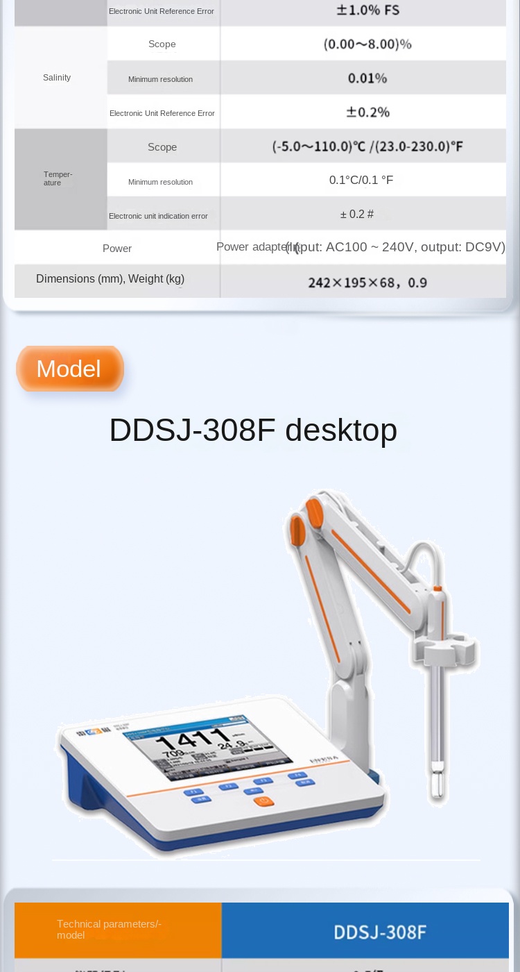 Magnetic Laboratory High Accuracy Conductivity Meter DDS-11A/307A/308F Desktop DDB-303A Portable