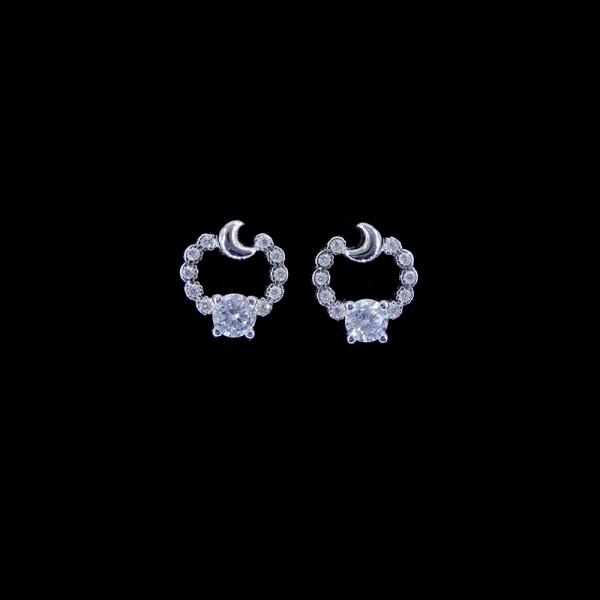 Round Shape Cubic Zirconia Stud Earrings 925 Silver Jewelry Stores
