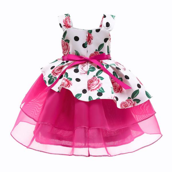 White Formal Dress Girls Kinder Kleider Rose Print Vestidos De Fiesta Sukienki Dla Dzieci Robe Enfant Fille Princess Dre