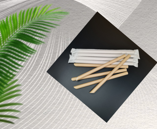 Disposable Individually Wrapped Biodegradable Paper Straws Food Grade Eco Friendly Thickened