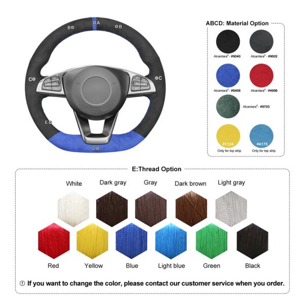 MEWANT Alcantera Steering Wheel Cover for Mercedes C E S SL GLC GLE CLA CLS Class AMG
