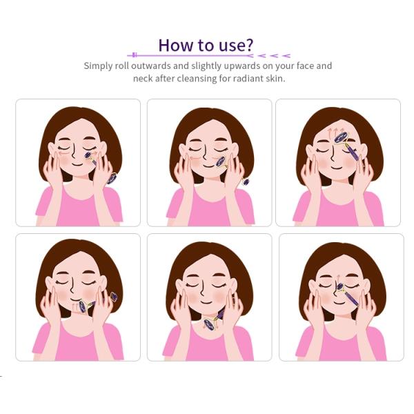 пурпурный ролик Gua Sha нефрита аметиста ролика красоты нефрита 76.7g установил OEM