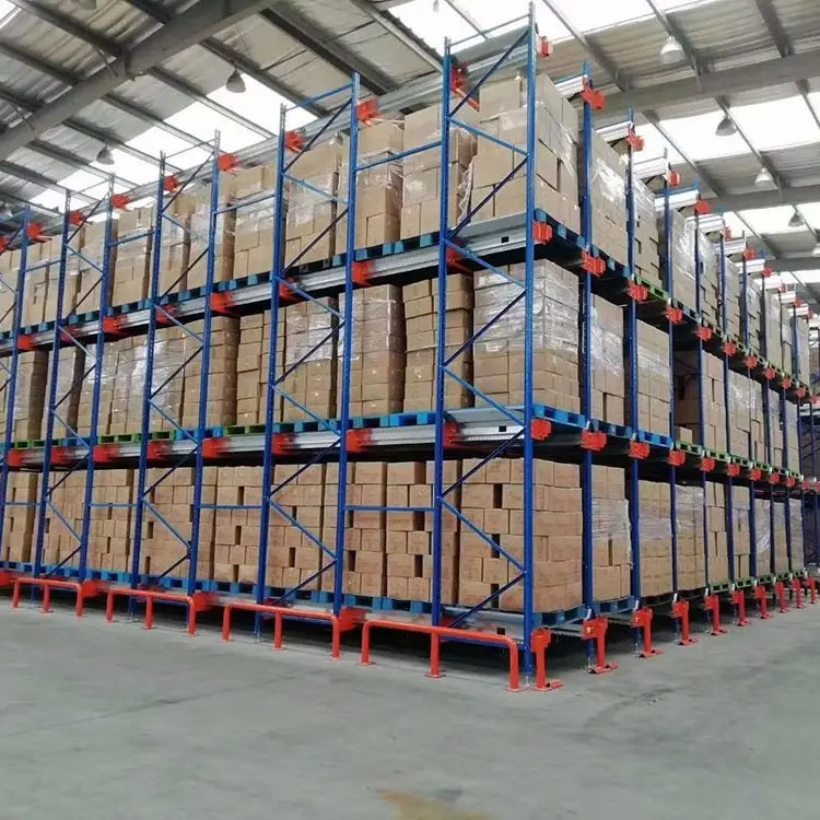 Radio Shuttle Rack Ultra High Density Storage System 1200mm Deep Lane Pallet Racking 20+ Pallets Per Lane