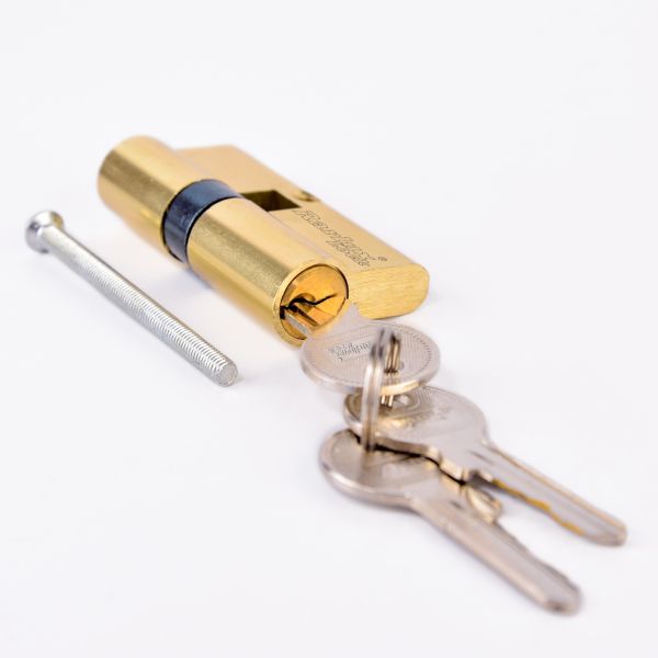 RARLUX Super Polish Nickel Plated Solid Brass Key Door Cylinder with 3 Keys
