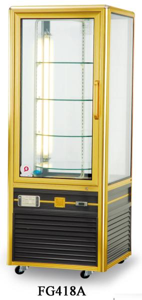 418L Fan Cooling Single Temperature Refrigerated Cake Display Cabinets All - Sides Glass Aluminium Frame