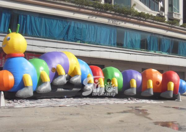 Outside 18m Long Funny Caterpillar Inflatable Tunnels Double N Quadruple Stitching