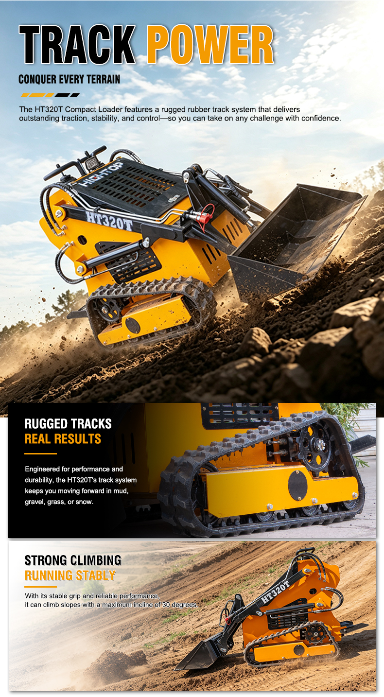 HT320T Compact Track Skid-Steer Loader with Zero-Turn Steering  for Tight Spaces