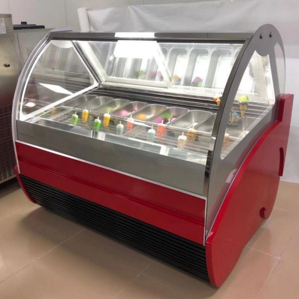 Front Visible Glass Italian Gelato Showcase Popsicle Ice Cream Display Freezer
