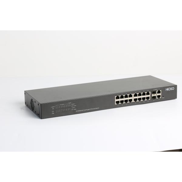 16 10/100M PoE Ports 2 Combo Uplink Ports 18 Port Gigabit Switch