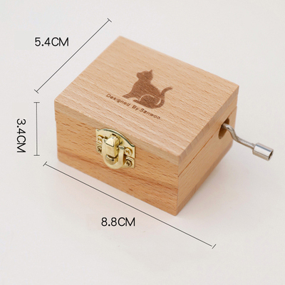 Christmas Holiday Wooden Jewelry Music Box with Silk-Screen Printing and Burned Design