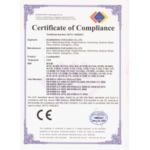 Guangzhou CVR Pro-Audio Co., Ltd Certifications