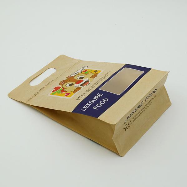 Vente en gros de sac debout à fond plat emballage alimentaire fermeture à glissière Brown Kraft sac en papier personnalisé
