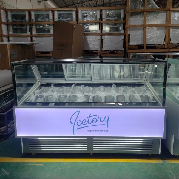 Italian Large Gelato Ice Cream Display Freezer Single Temperature Air Cooled