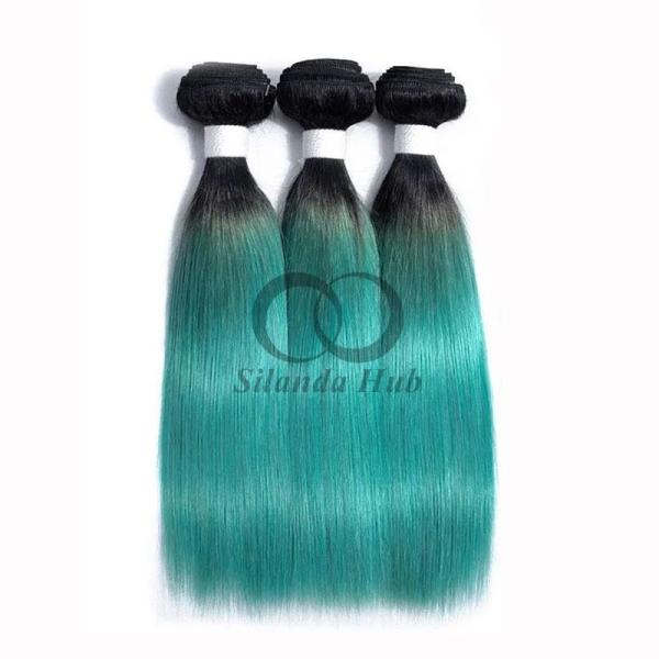 #T1B/Green Straight Remy Human Hair Bundles Sew In Weave Bundles Brazilian Bundle Deals