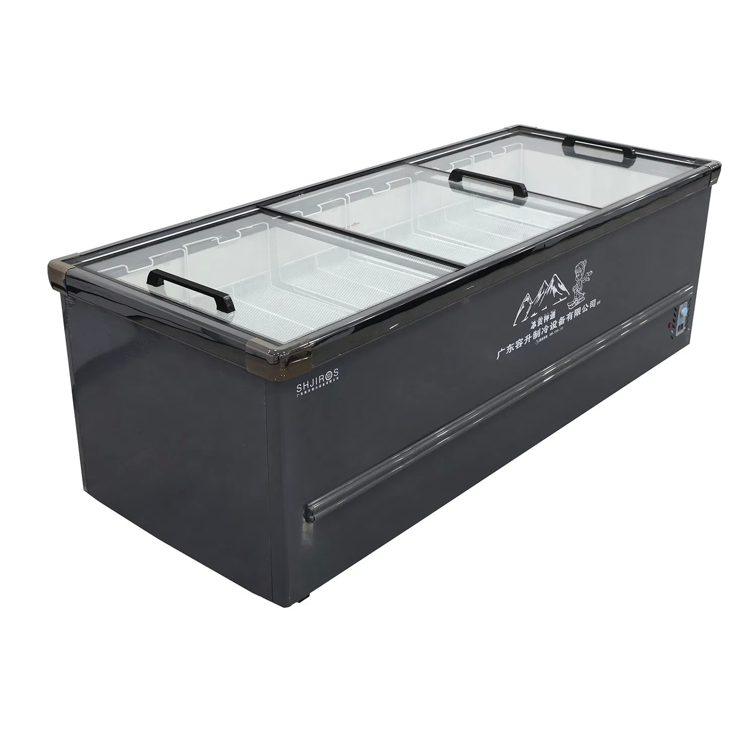 Double Door Deep Island Freezer Horizontal Supermarket Display Freezer 360L