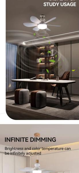 Éclairage de ventilateur de plafond LED E27 télécommande 3 couleurs changeantes décoration intérieure de la maison Chambre à coucher