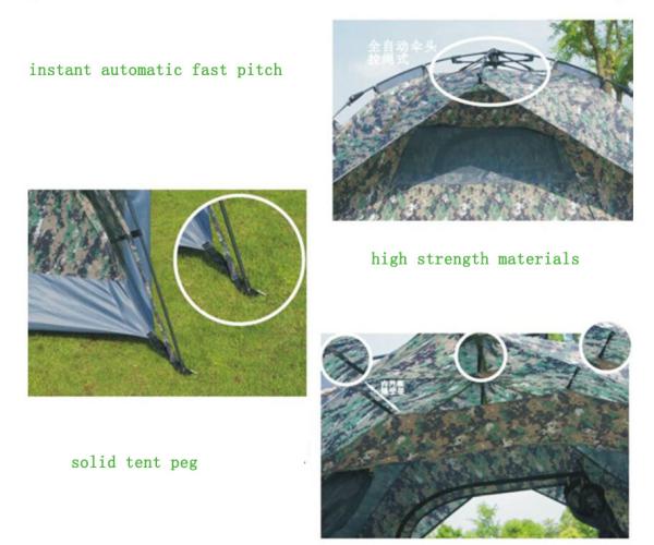 Fast Pitch Instant Camouflage Automatic Camping Tent for 3-4 Person Outdoor Hiking Camping and Picnic(HT6075)