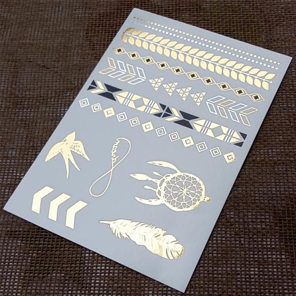 Gold Glitter Fashionable Hair Tattoo for Girls